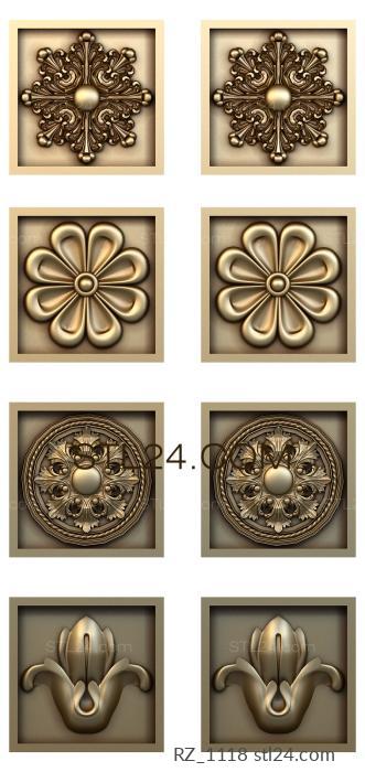 Rozette (Stove tiles, RZ_1118) 3D models for cnc